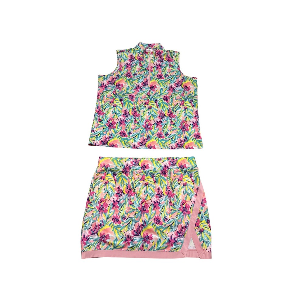 Stella Parker floral sleeveless golf top‎ and skort multicolor XL excellent cond